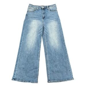 ONESO Wide Leg Jeans Light Wash Denim Women's 29 High Waisted Stretch Boho